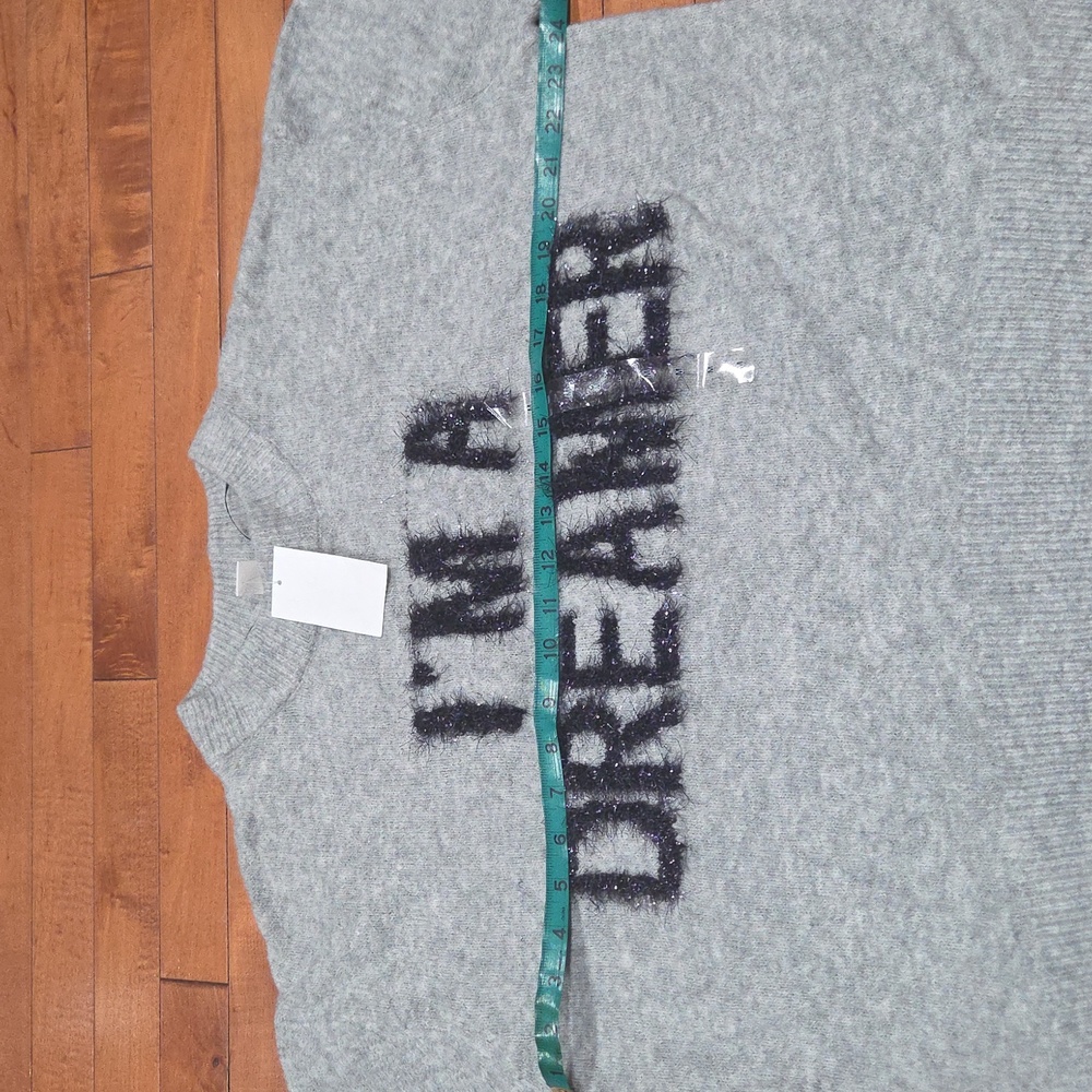 H&M Gray Oversized Sweater with Black Text "I'M A DREAMER" - Picture 4 of 5